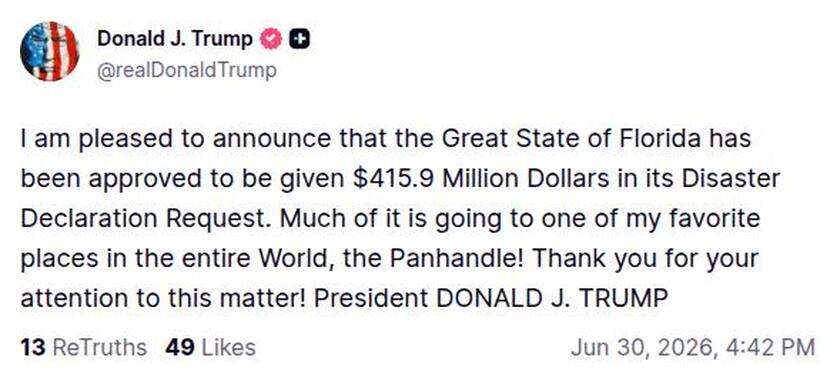 Post image from Donald Trump