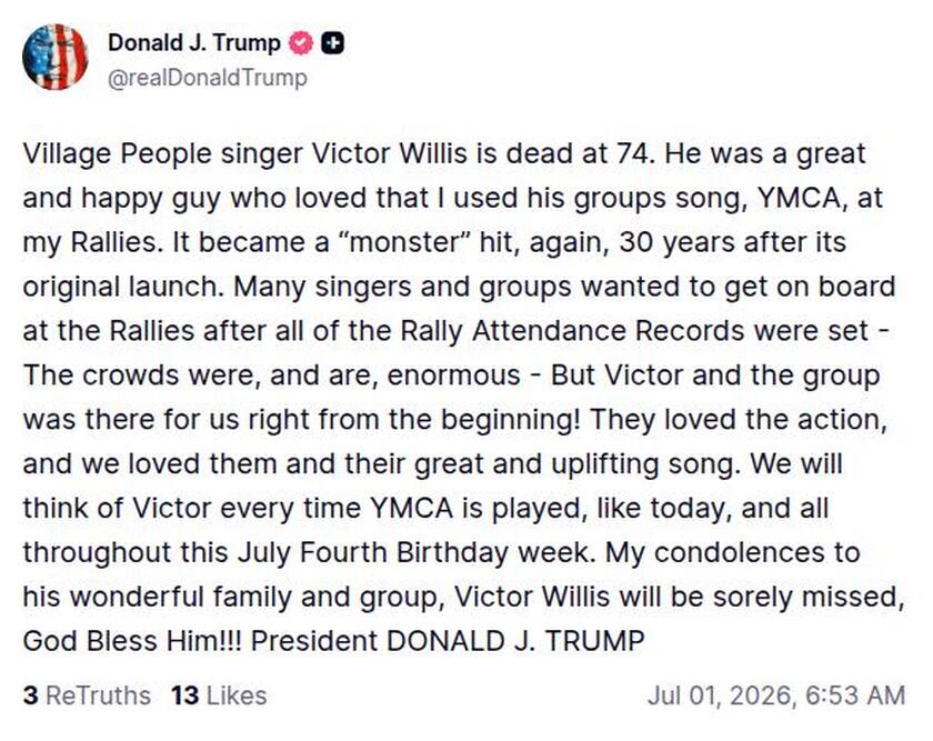 Post image from Donald Trump