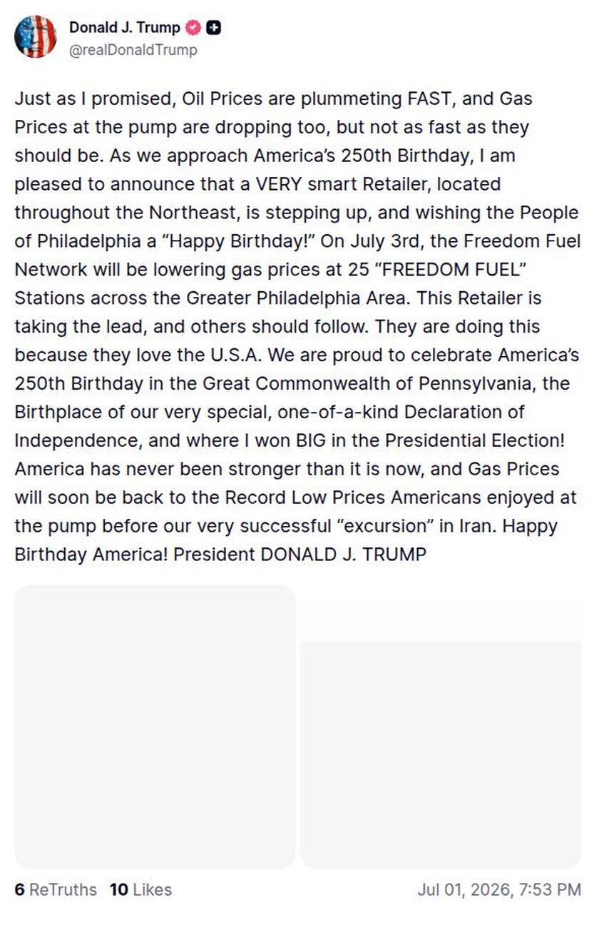 Post image from Donald Trump