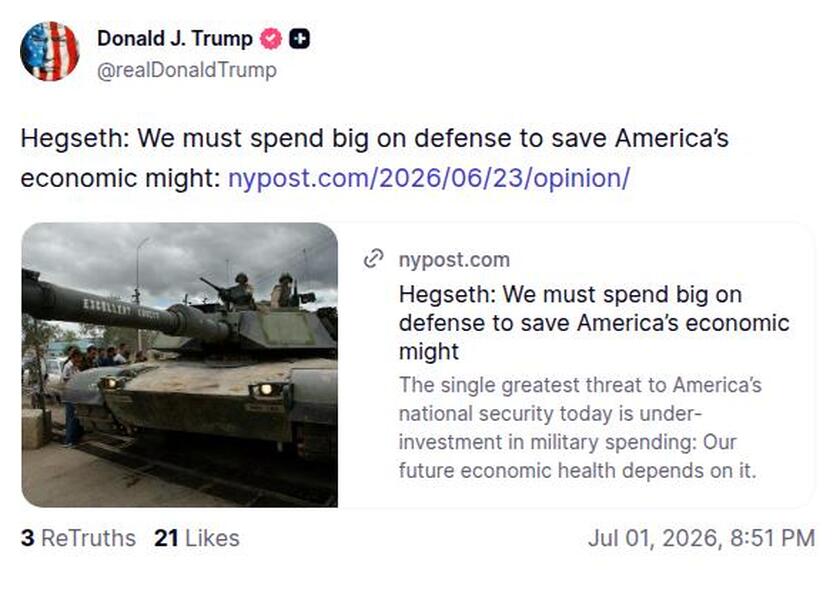Post image from Donald Trump