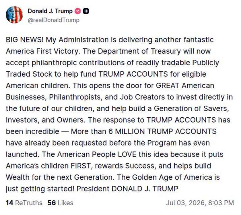 Post image from Donald Trump