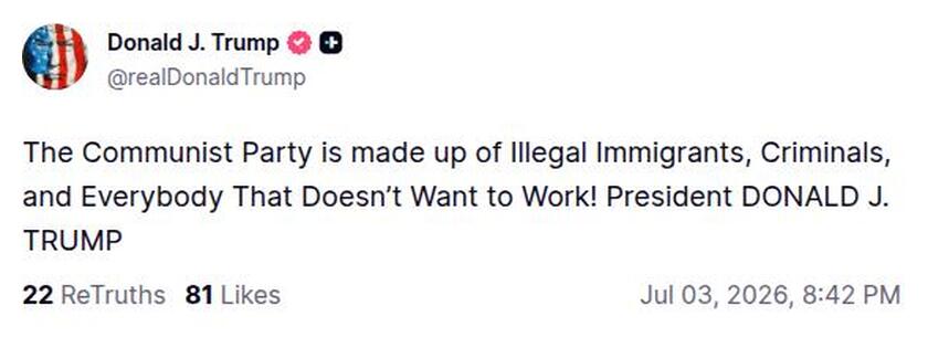 Post image from Donald Trump