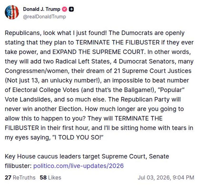 Post image from Donald Trump