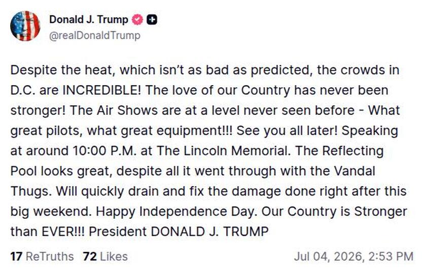 Post image from Donald Trump
