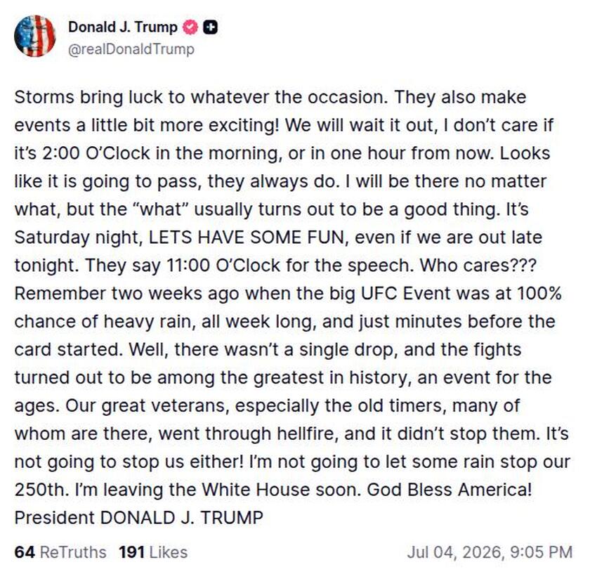 Post image from Donald Trump