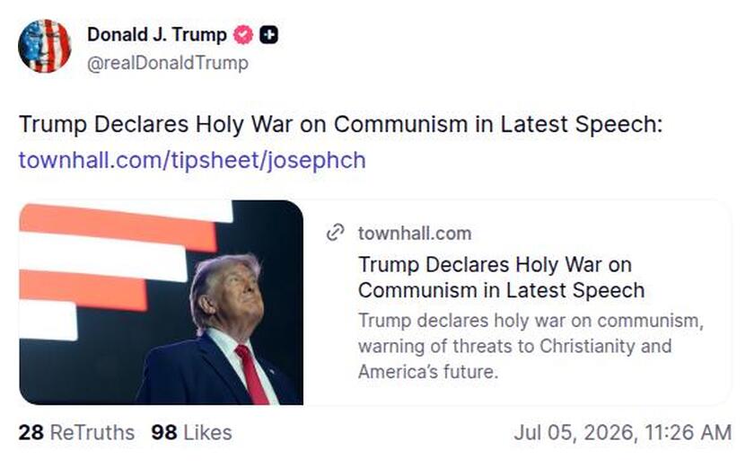 Post image from Donald Trump
