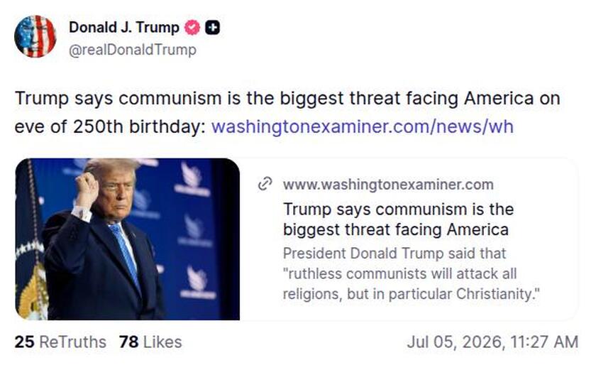 Post image from Donald Trump