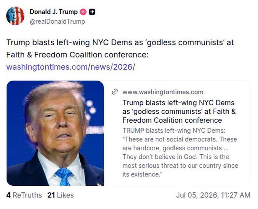 Post image from Donald Trump