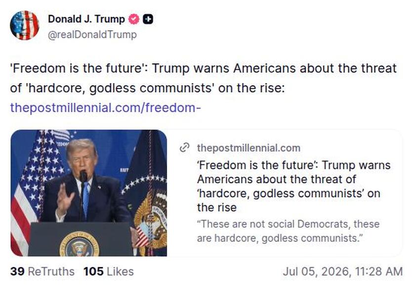Post image from Donald Trump