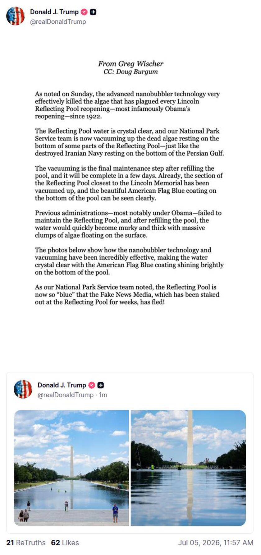 Post preview from Donald Trump