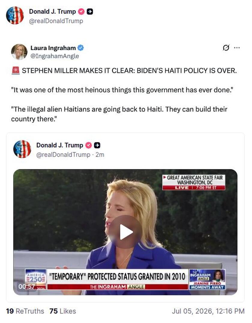 Post preview from Donald Trump
