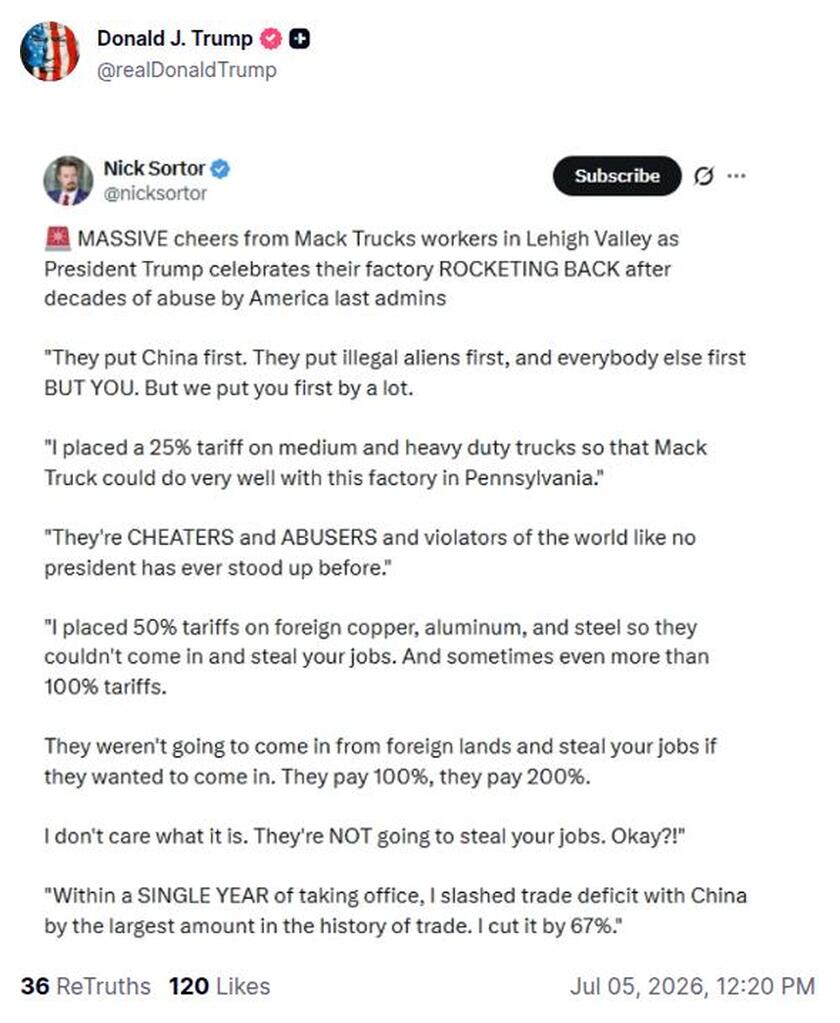 Post preview from Donald Trump