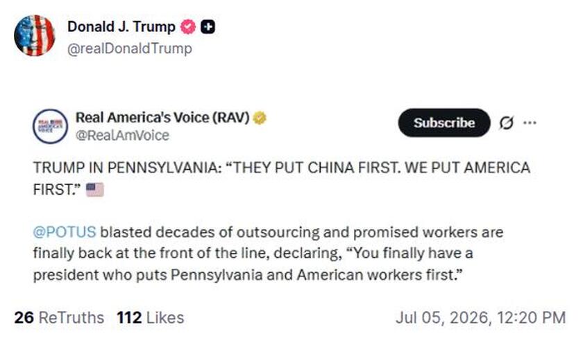 Post preview from Donald Trump