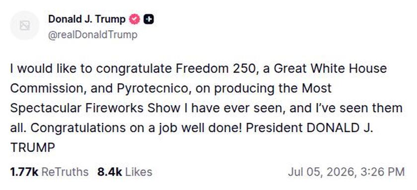 Post image from Donald Trump