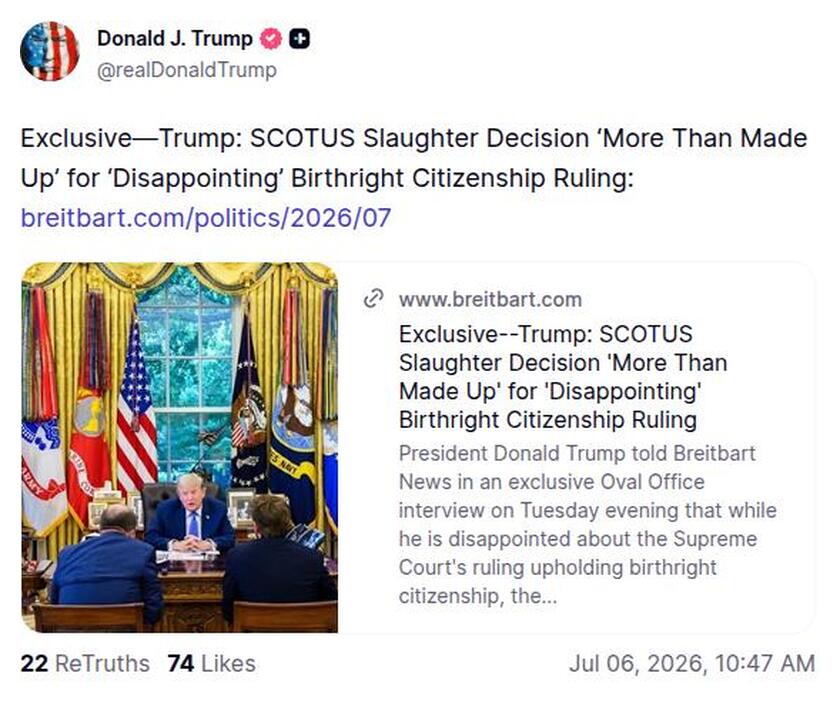 Post image from Donald Trump