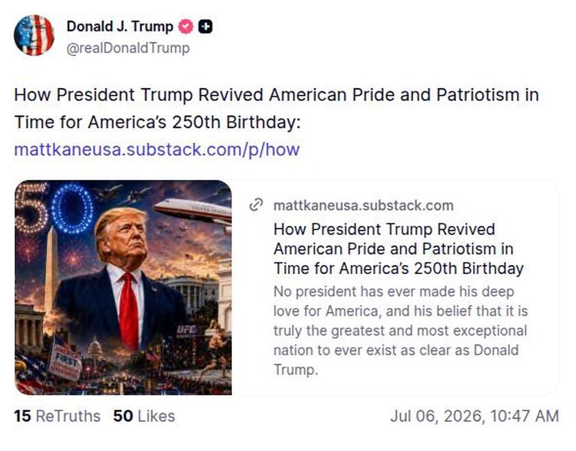 Post image from Donald Trump