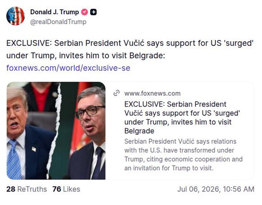 Post preview from Donald Trump