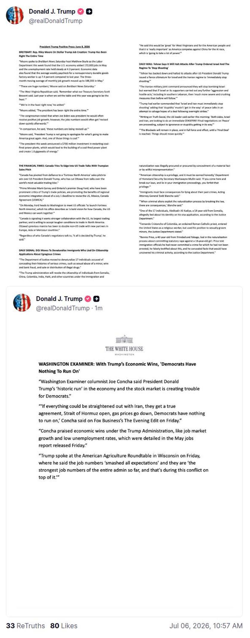Post preview from Donald Trump