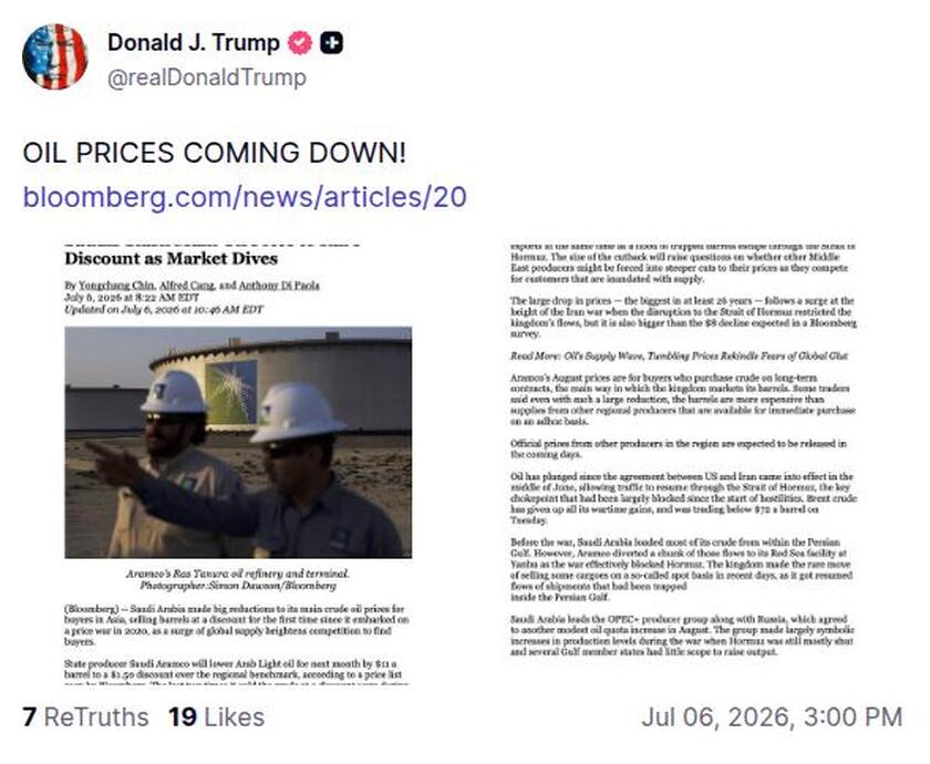 Post preview from Donald Trump