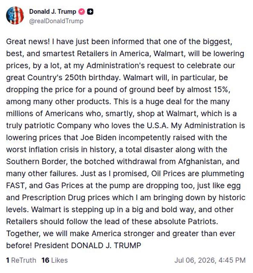 Post image from Donald Trump