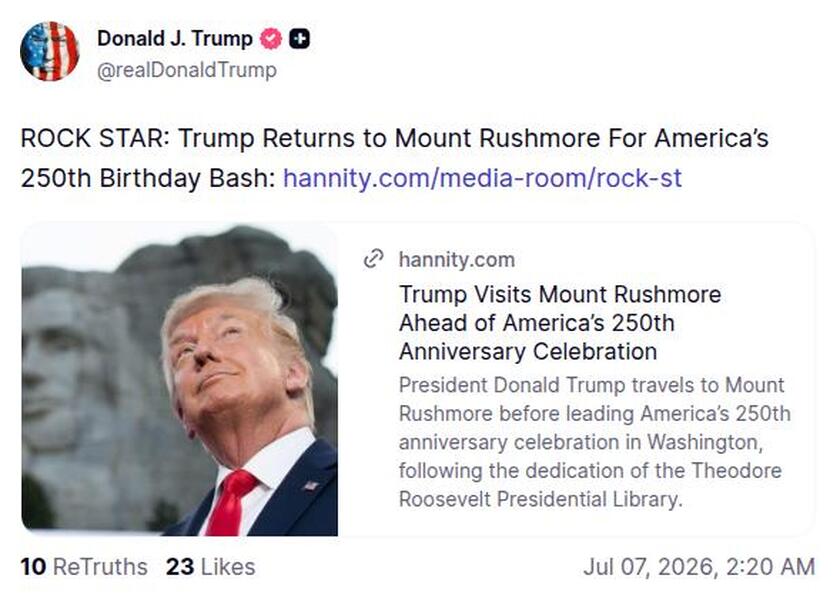Post preview from Donald Trump