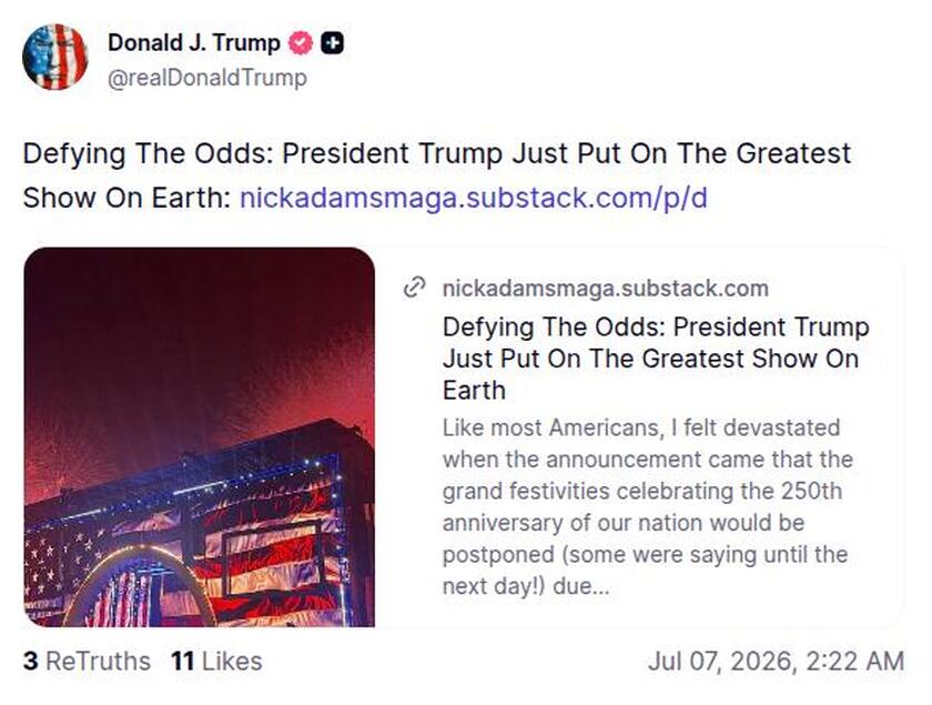 Post preview from Donald Trump