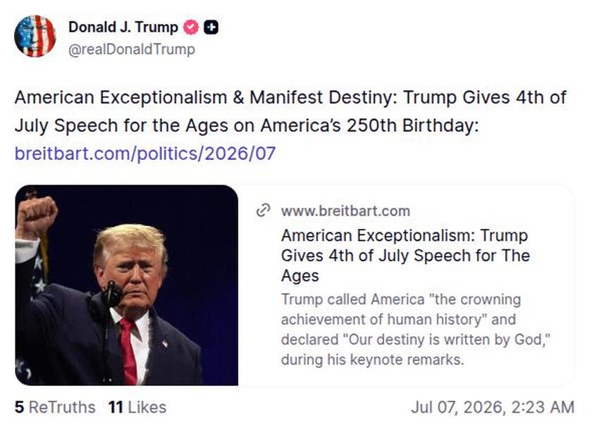 Post preview from Donald Trump