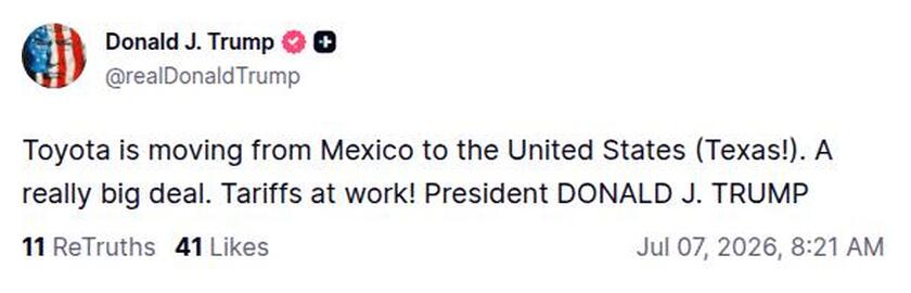 Post preview from Donald Trump