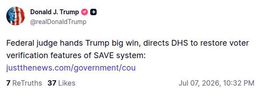 Post preview from Donald Trump