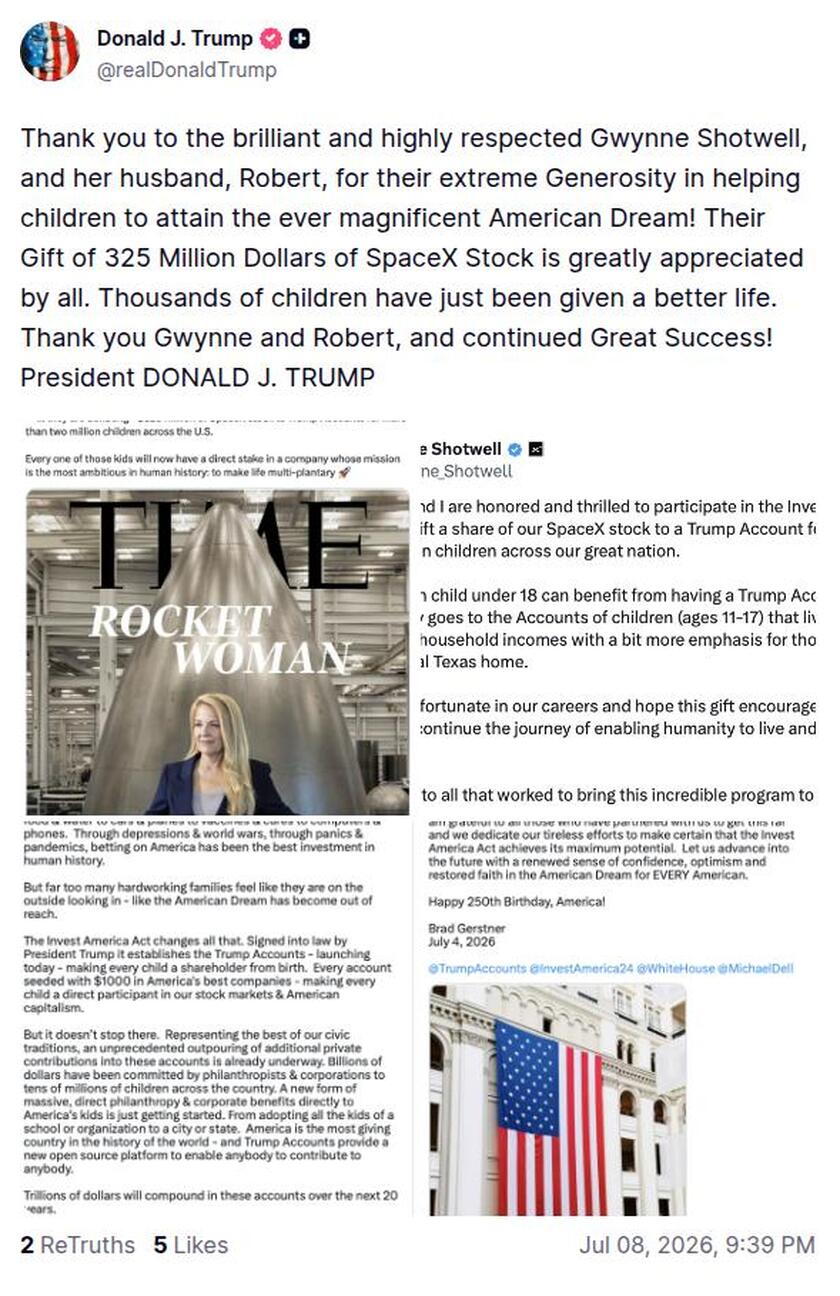 Post preview from Donald Trump