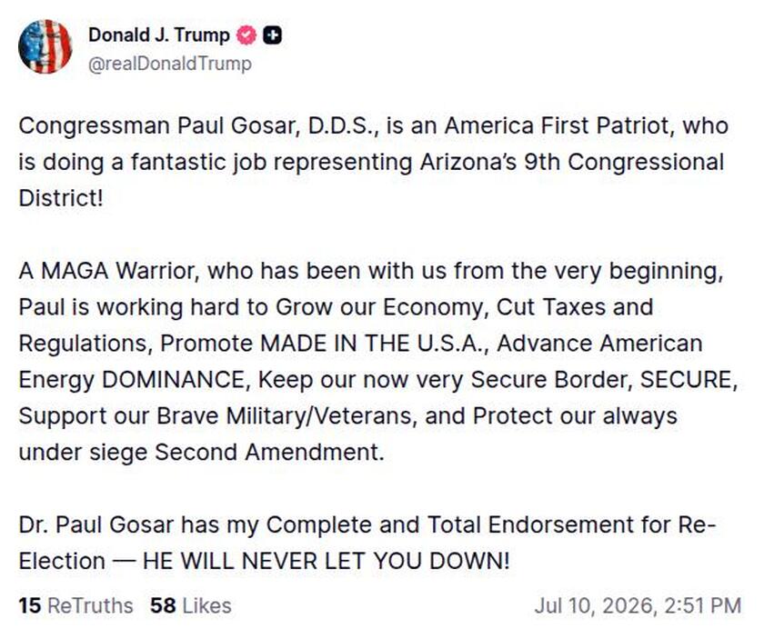 Post image from Donald Trump