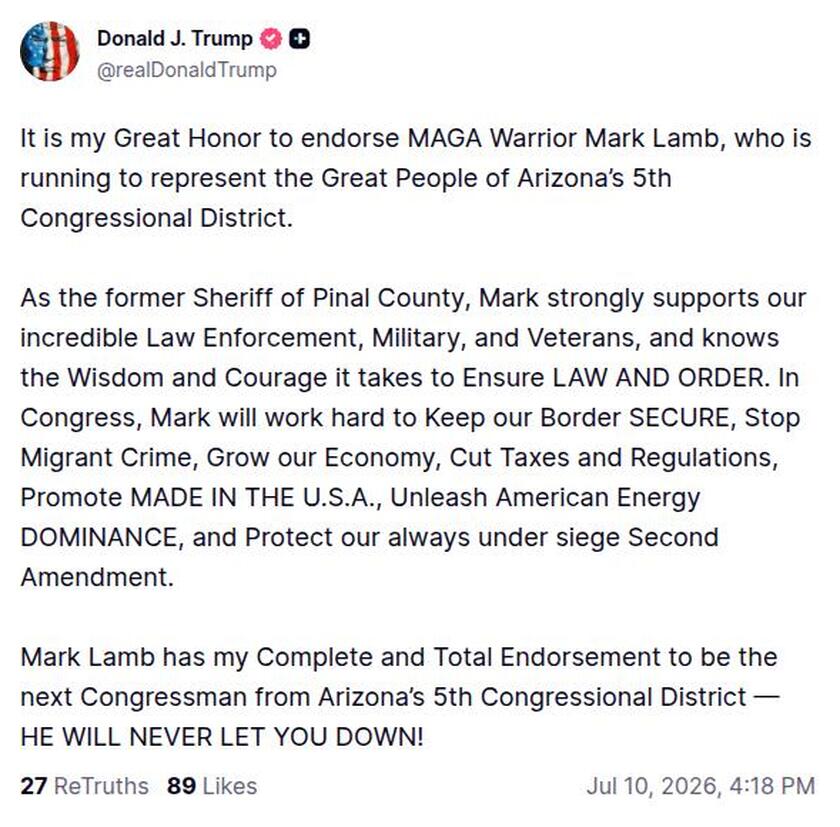 Post image from Donald Trump