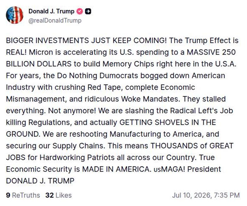 Post image from Donald Trump