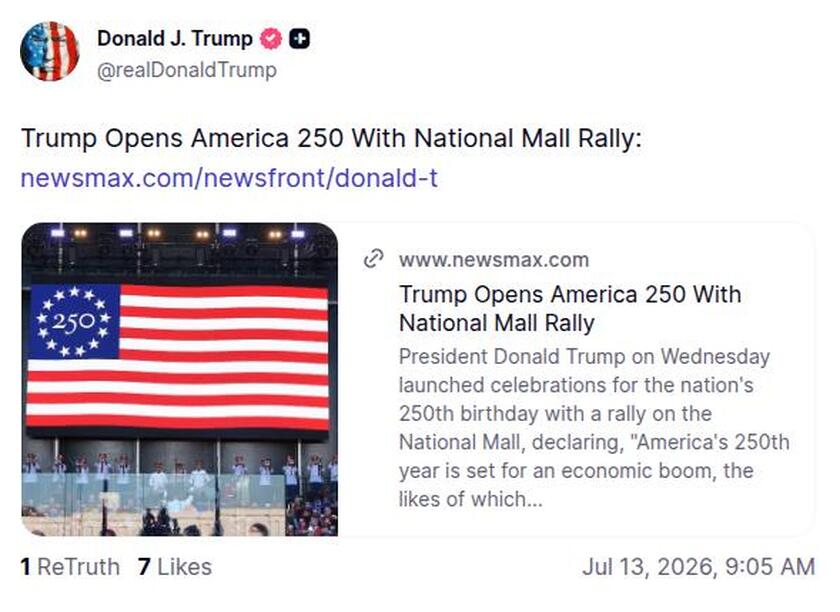 Post image from Donald Trump