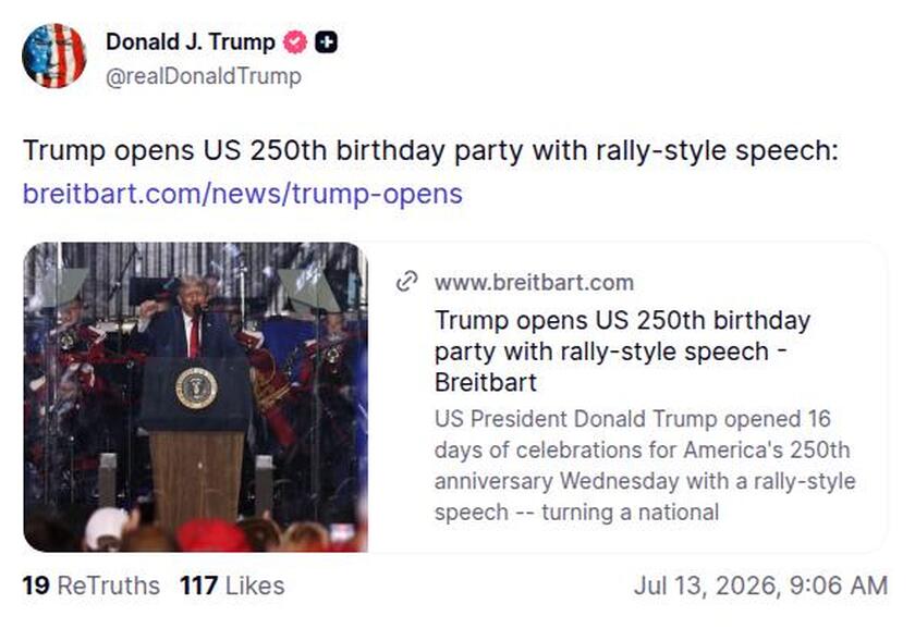 Post image from Donald Trump
