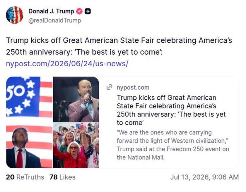 Post image from Donald Trump