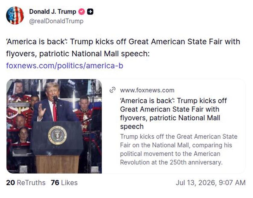 Post image from Donald Trump