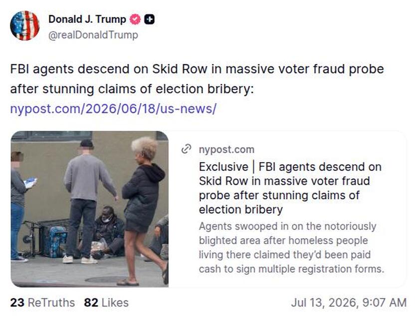Post image from Donald Trump