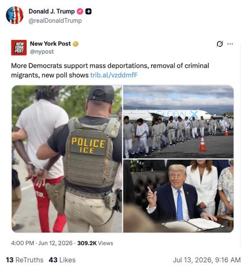 Post preview from Donald Trump