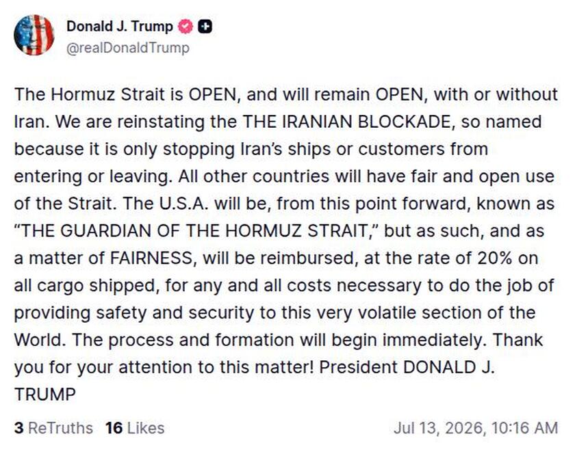 Post image from Donald Trump