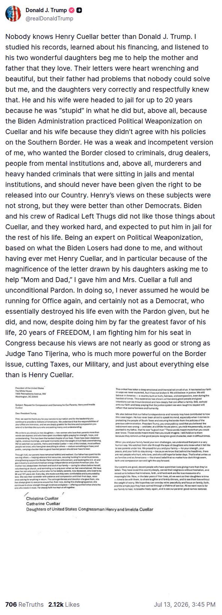 Post image from Donald Trump