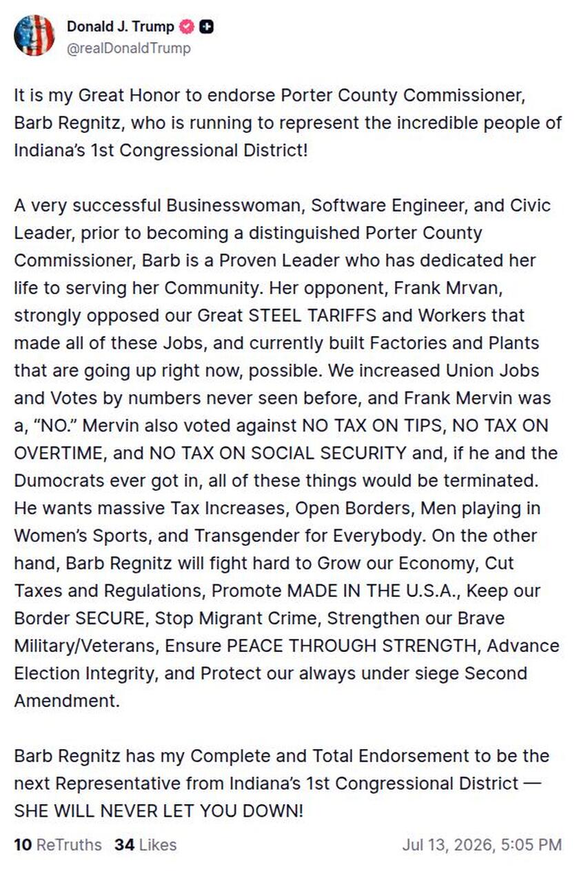 Post image from Donald Trump