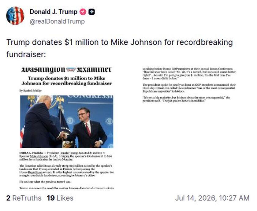 Post image from Donald Trump