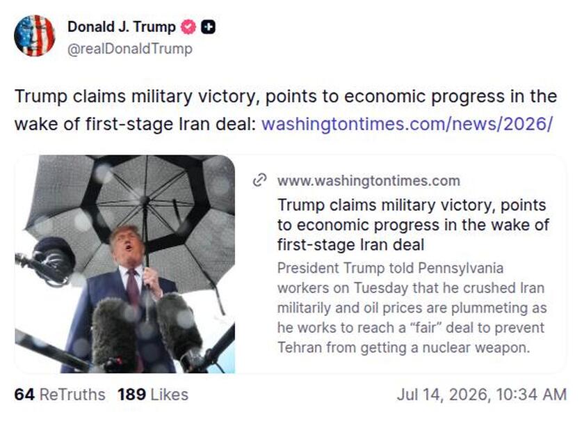 Post image from Donald Trump