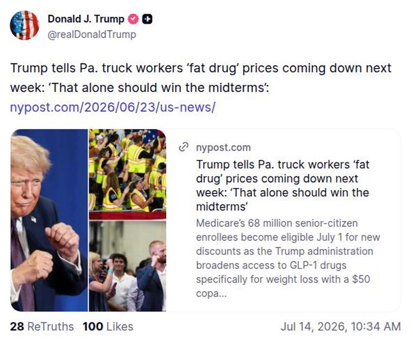 Post image from Donald Trump
