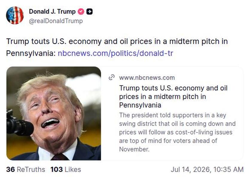 Post image from Donald Trump