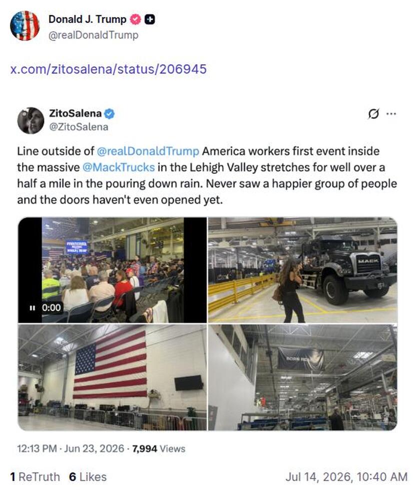 Post image from Donald Trump
