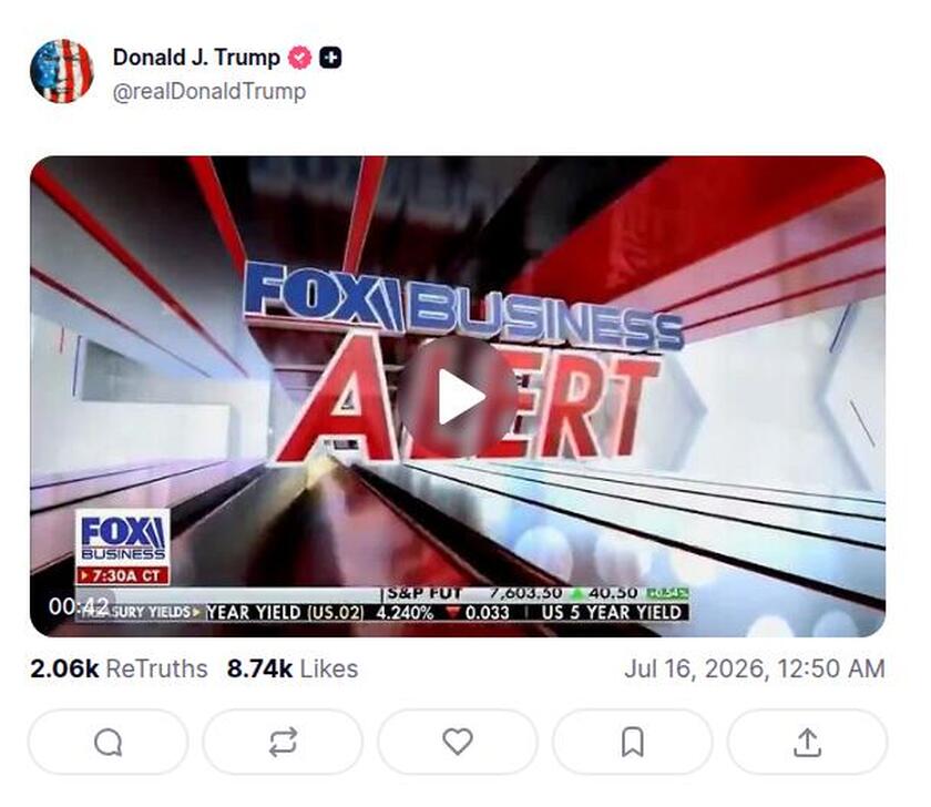 Post preview from Donald Trump