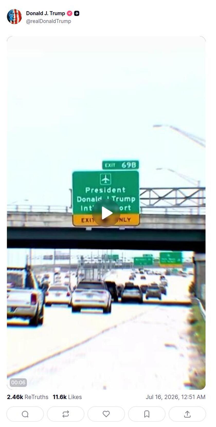 Post preview from Donald Trump