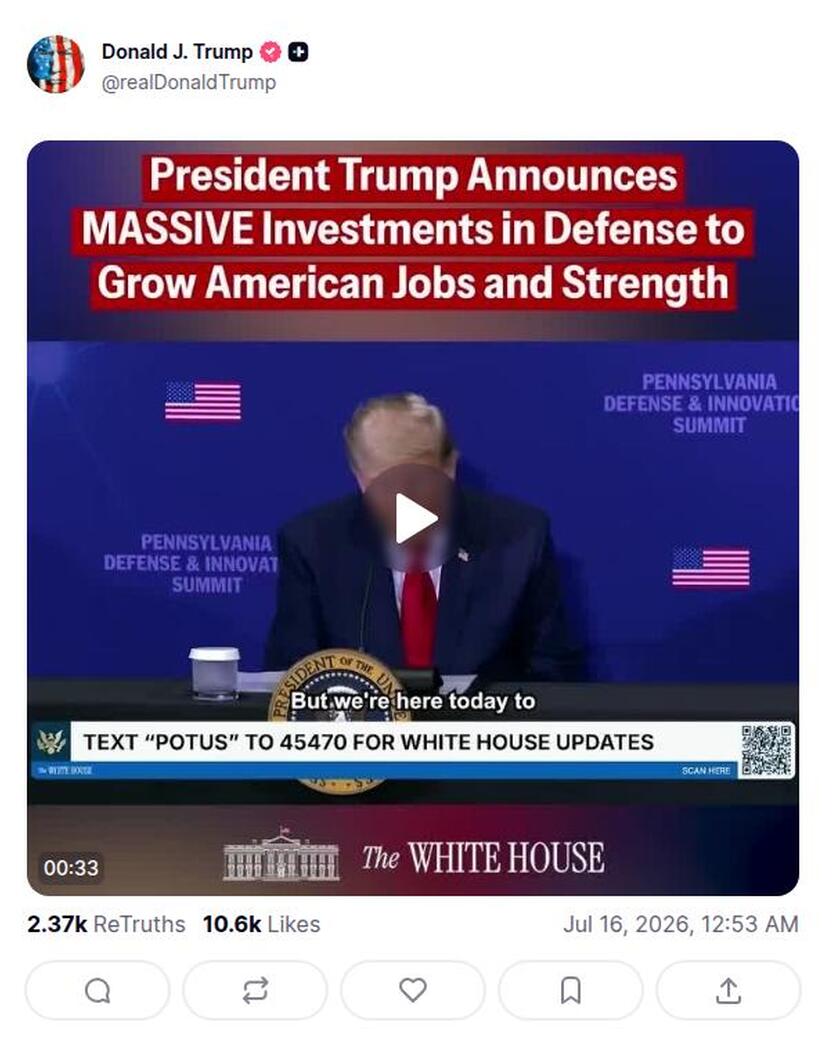 Post preview from Donald Trump